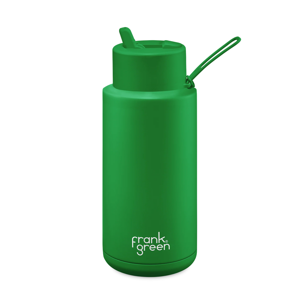 Frank Green - Ceramic Reusable Bottle - Straw Lid - 34oz/1,000ml - Evergreen