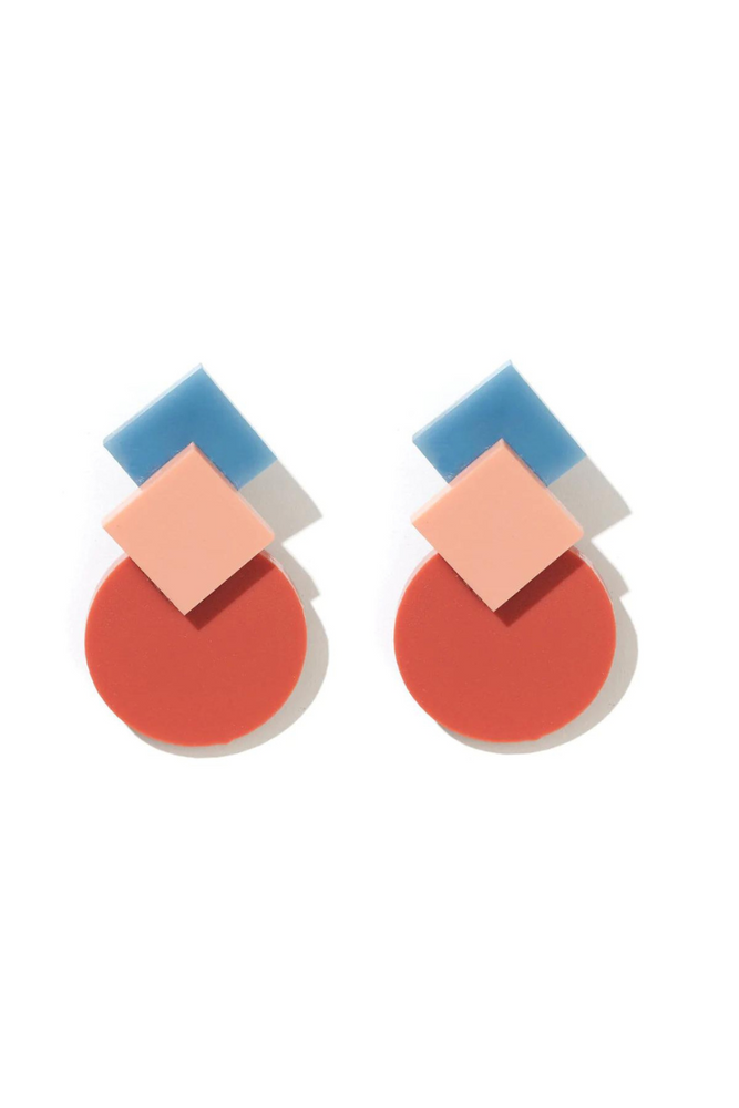 Emeldo - Earrings - April - Rust, Pink + Blue