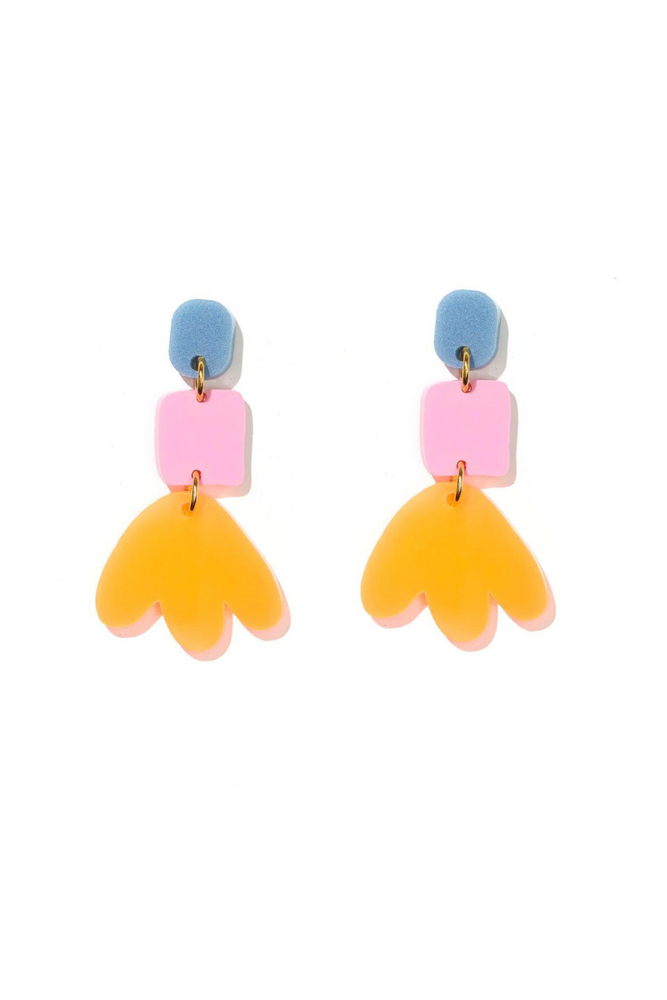 Emeldo - Earrings - Jenna -  Blue, Pink + Neon Orange