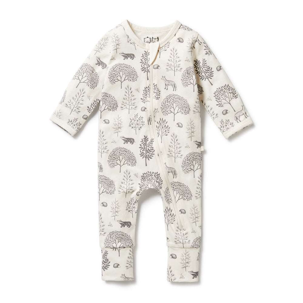 Behind The Trees - Wilson and Frenchy - Organic Zipsuit with Feet - Woodland - baby clothing - newborn baby clothes - baby shower gift - organic baby clothing