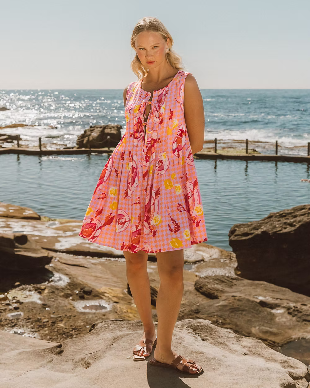 label of love beach dress Paper Heart Jasmine Royal Blue Lace linen blend with a co-purple Bottom Size:32x30