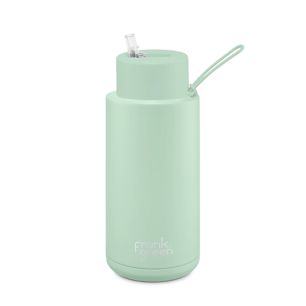 Frank Green - Ceramic Reusable Bottle - Straw Lid - 34oz/1,000ml - Mint Gelato