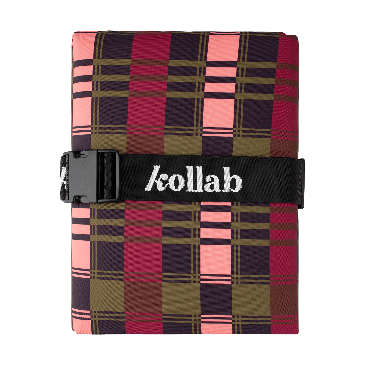 Behind The Trees - Plaid-patterned bag with 'kollab' branding on a white background - Kollab - Picnic Mat - Crimson Nights