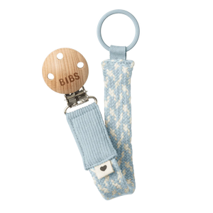 BIBS - Dummy Clip - Braided - Baby Blue & Ivory