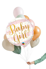 READY TO GO -  Inflated Balloon - Baby Girl Stripe -Sage