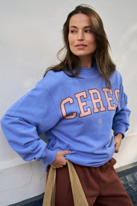 Behind The Trees - Ceres Lifestyle - Isla Oversized Slouchy Crew - Vintage Blue/Pink Clay/Burnt Toffee Heritage