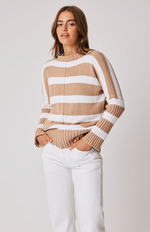 Behind The Trees - Cartel & Willow - Ariel Knit Sweater - Maple/White Stripe - soft knitted jumper 