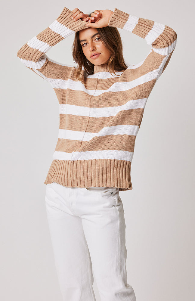 Behind The Trees - Cartel & Willow - Ariel Knit Sweater - Maple/White Stripe - soft knitted jumper 