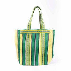 Behind The Trees - French Bazaar - Parisian Cool - Beach Bag - Fuchsia Green- shopping bag - tote bag - recycled fabric bag under $35