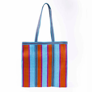 Behind The Trees - French Bazaar - Parisian Cool - Tote - Orange/Pink/Aqua- shopping bag - tote bag - recycled fabric bag under $20