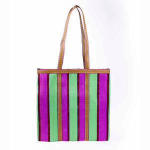 Behind The Trees - French Bazaar - Parisian Cool - Tote - Purple/Raspberry - shopping bag - tote bag - recycled fabric bag under $20