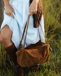 Louenhide: Marissa Suedette Shoulder Bag - Cognac