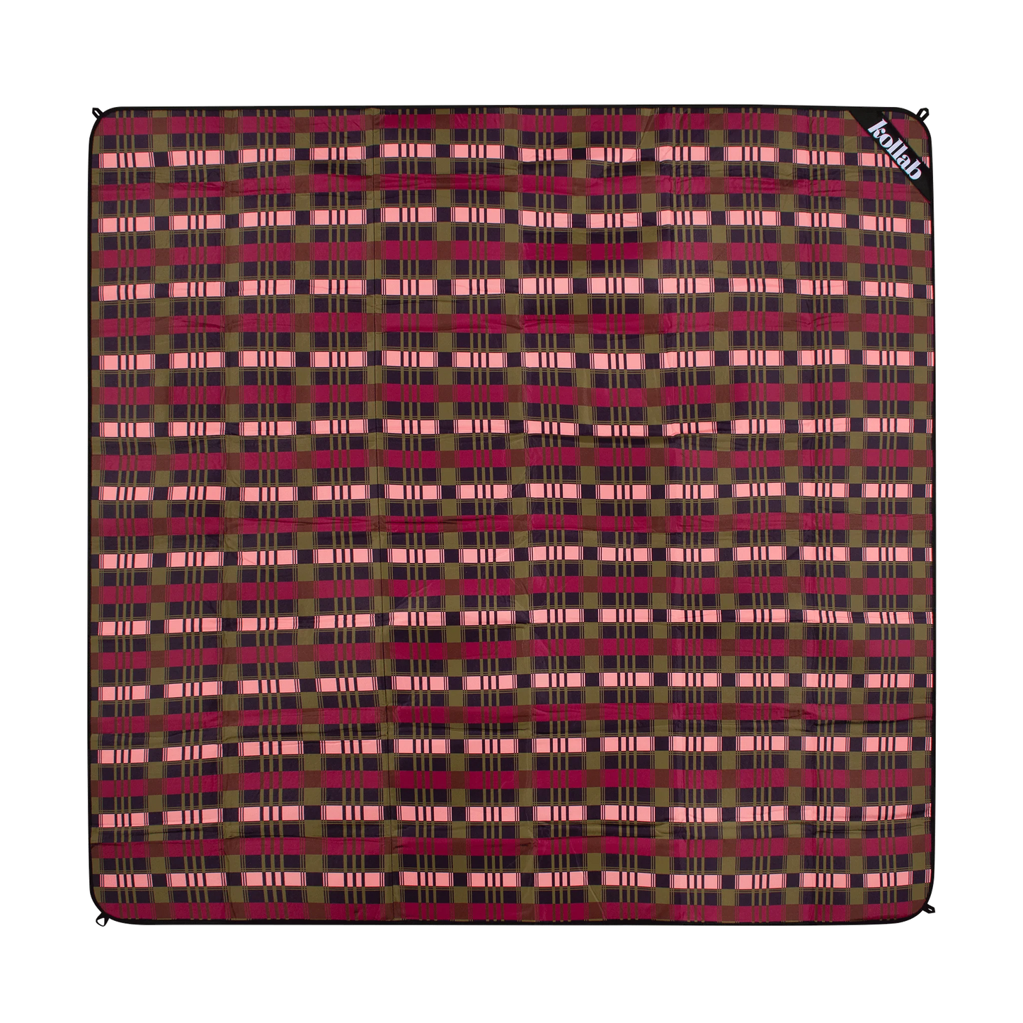 Behind The Trees - Plaid-patterned bag with 'kollab' branding on a white background - Kollab - Picnic Mat - Crimson Nights