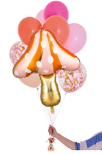 READY TO GO -  Inflated Balloon Bouquet - Pink Shimme + Mushroom