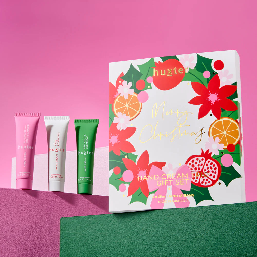 Behind The Trees - Nuxe hand cream gift set with floral packaging on a white background - Huxter - Hand Cream Trio Gift Set - 3 x 35ml