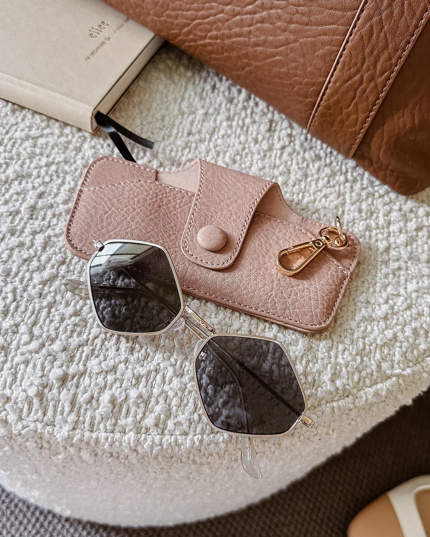 Behind The Trees - Pink wallet with sunglasses on a white background - Louenhide - Skittle Sunglass Case - Blush