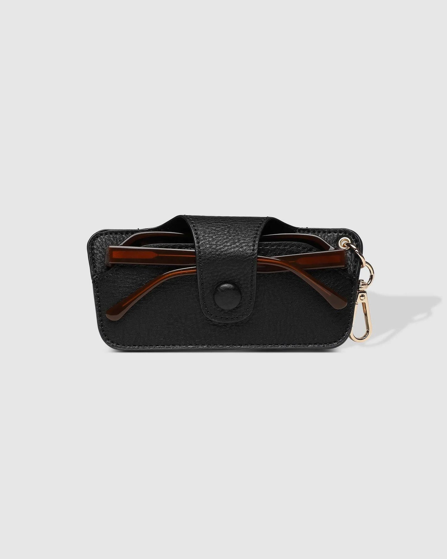 Behind The Trees - Black leather wallet with a strap on a white background - Louenhide - Skittle Sunglass Case - Black