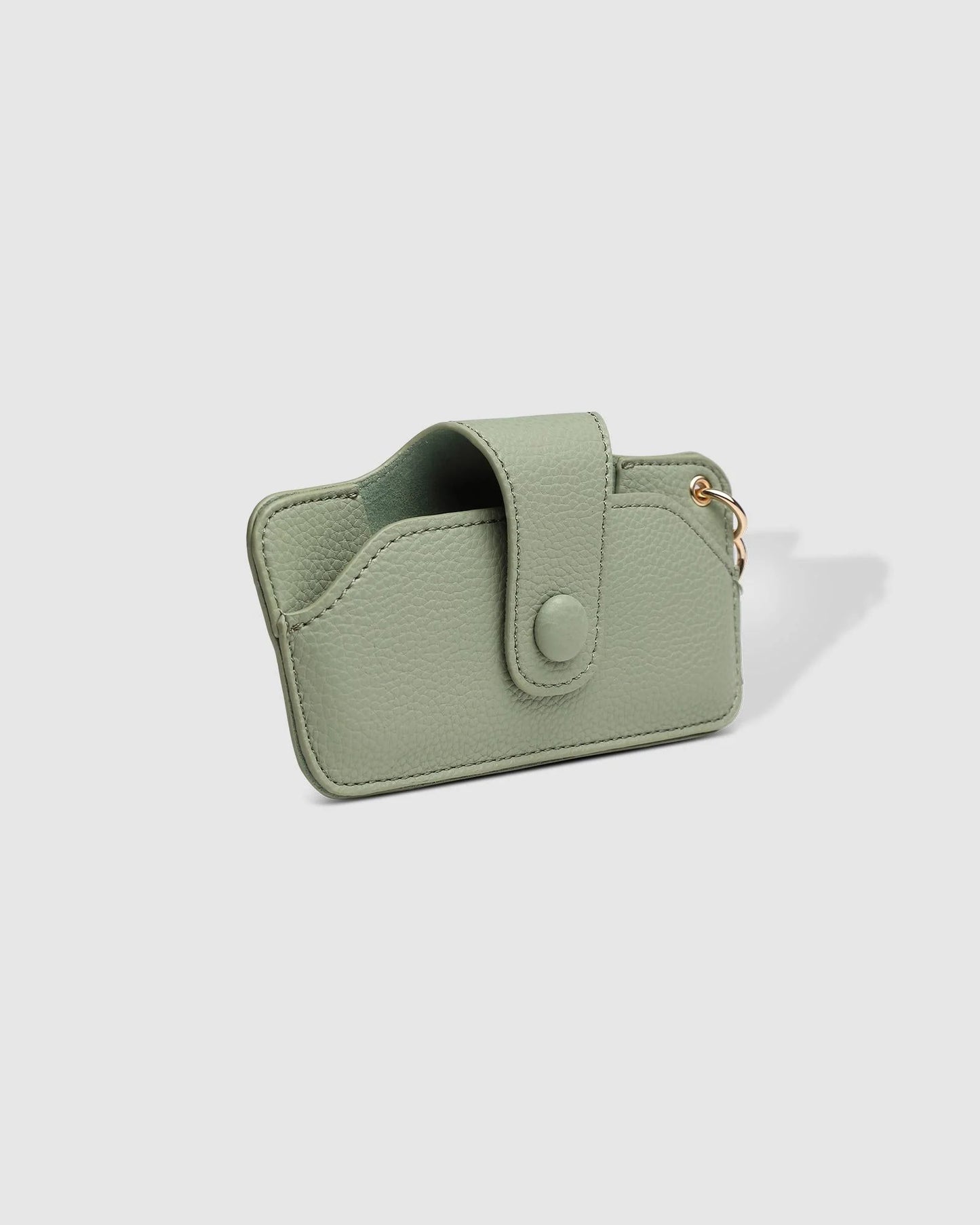 Behind The Trees - Green wallet with brown strap on a white background - Louenhide - Skittle Sunglass Case - Sage Green