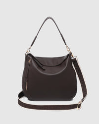 Behind The Trees - Black handbag with a shoulder strap on a light gray background - Louenhide - Shoulder Bag - Nadia - Chocolate