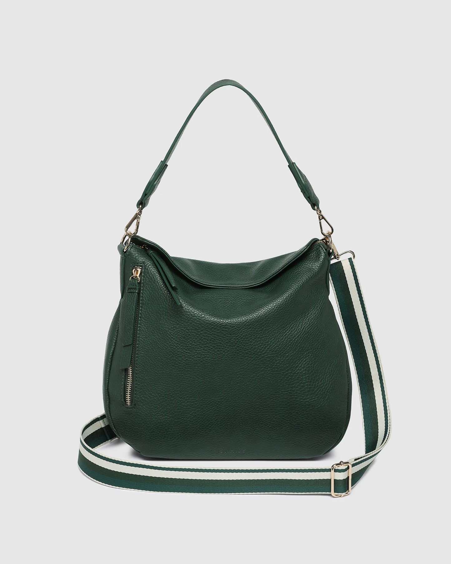 Behind The Trees - Green handbag with a strap on a light gray background - Louenhide - Shoulder Bag - Nadia - Forest Green