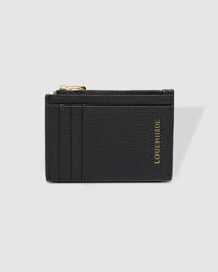 Behind The Trees - Black wallet with gold zipper and 'LOUENHIDE' branding on a light gray background - Louenhide - Cara Cardholder - Black