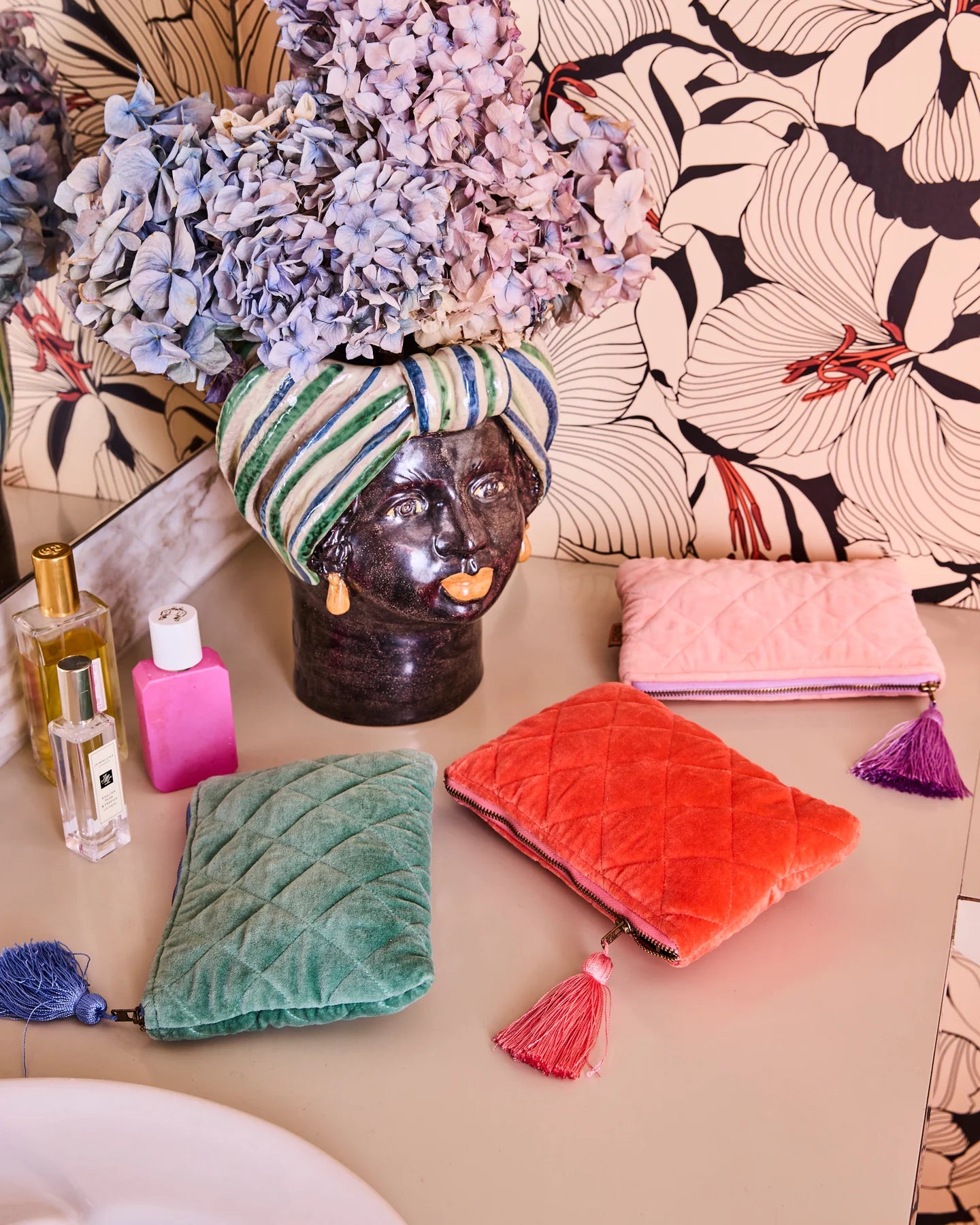 Behind The Trees - Kip & Co - Velvet Cosmetics Purse - Sherbet