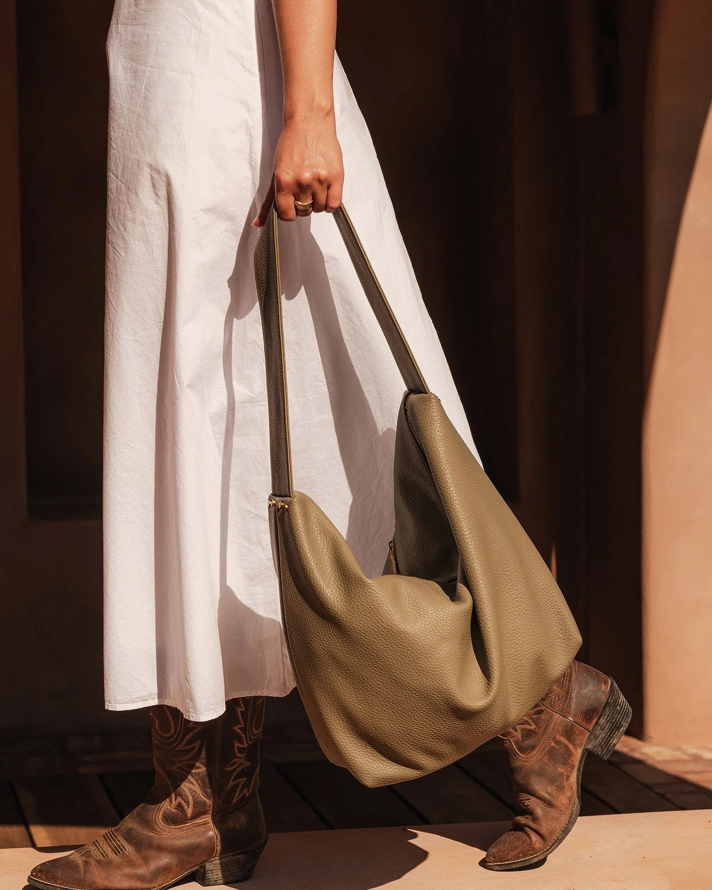 Behind The Trees -  -Green handbag on a light gray background - Louenhide - Morgan Shoulder Bag - Sage