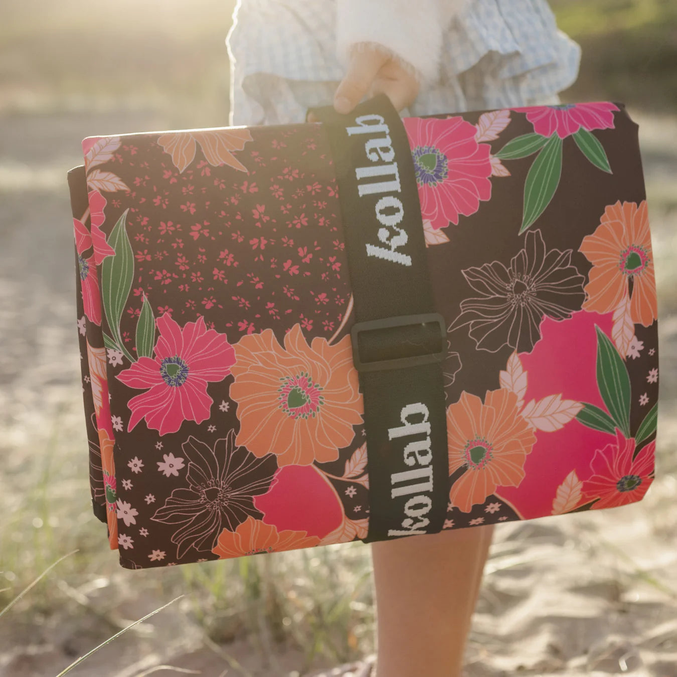 Behind The Trees - Floral-patterned product with 'kollab' branding on a white background - Kollab - Picnic Mat - Autumn Bouquet