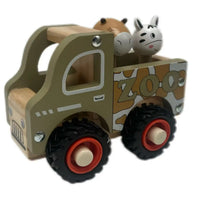 Behind The Trees - Wooden toy truck with animal figures on a white background - ToysLink - Wooden Zoo Truck