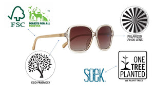 Behind The Trees - Soek - Sunglasses - Bella Champagne - Brown Gradient Lens with White Maple Arms - sunglasses under $90 - sunglasses with wooden frames