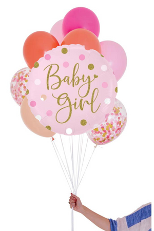 READY TO GO -  Inflated Balloon -Baby Girl - Pink Shimmer