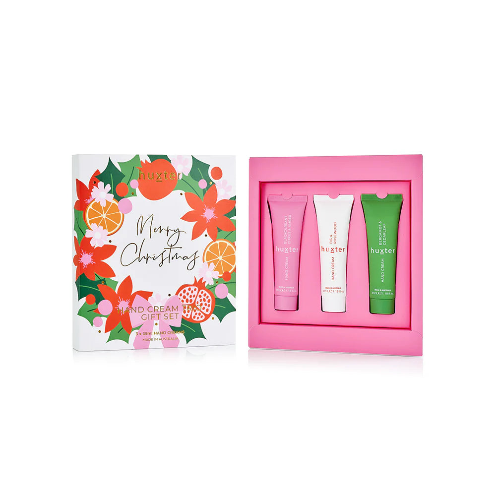 Behind The Trees - Nuxe hand cream gift set with floral packaging on a white background - Huxter - Hand Cream Trio Gift Set - 3 x 35ml
