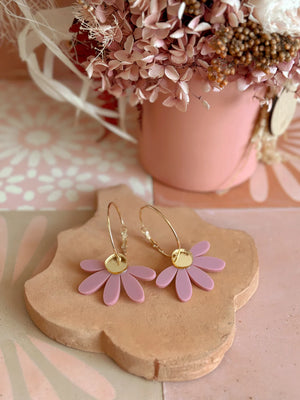 Foxie Collective - Jumbo Daisy Hoop Earrings - Dusty Lilac