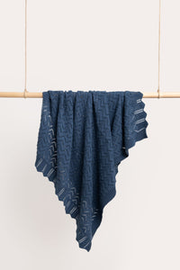 DLUX - Mica Chevron Pointelle Knit Baby Blanket - Denim