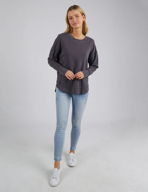 Behind The Trees - Foxwood - Delilah Crew - Coal - casual cotton sweater - crew neck sweater