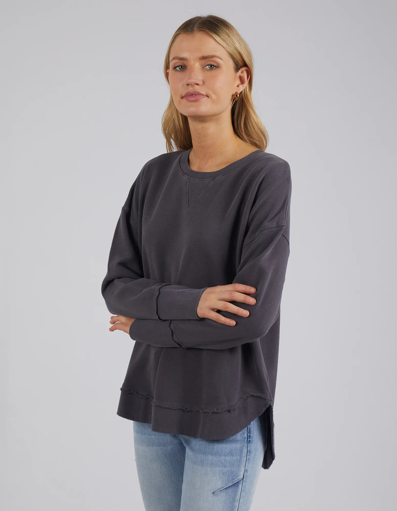 Behind The Trees - Foxwood - Delilah Crew - Coal - casual cotton sweater - crew neck sweater