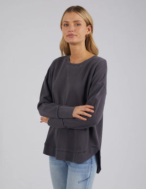 Behind The Trees - Foxwood - Delilah Crew - Coal - casual cotton sweater - crew neck sweater