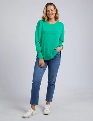 Behind The Trees - Foxwood - Simplified Crew - Bright Green - casual sweater - bright green causal sweater under $80 - cotton sweater