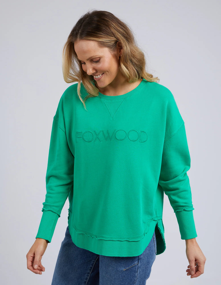 Behind The Trees - Foxwood - Simplified Crew - Bright Green - casual sweater - bright green causal sweater under $80 - cotton sweater