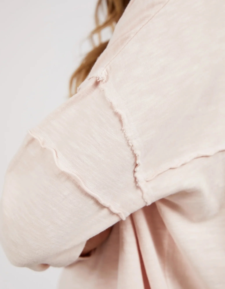 Behind The Trees - Foxwood - Jayne Throw On Top - Pale Pink - casual everyday long sleeve top - 