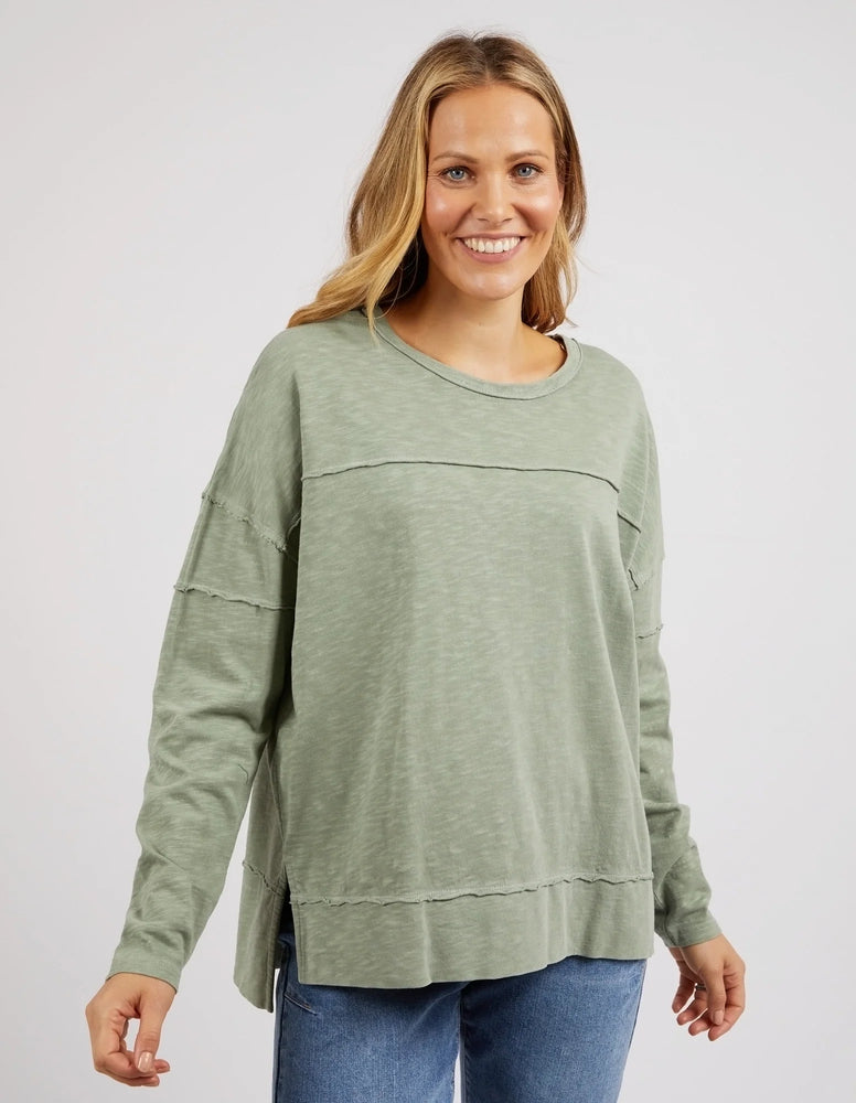 Behind The Trees - Foxwood - &nbsp;Jayne Throw On Top - Sage - everyones favourite long sleeve top - casual long sleeve top