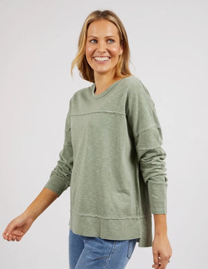 Behind The Trees - Foxwood - &nbsp;Jayne Throw On Top - Sage - everyones favourite long sleeve top - casual long sleeve top