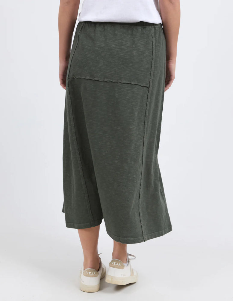 Behind The Trees -Foxwood - Jayne Skirt - Khaki - casual everyday skirt - cotton throw on skirt - midi length cotton skirt