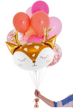 READY TO GO -  Inflated Balloon Bouquet - Pink Shimme + Deer
