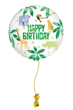 READY TO GO -  Inflated Shape Balloon - Happy Birthday Jungle