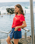 Behind The Trees Paper Heart - T-Shirt - Holiday Mode On - Red - red t shirt - cotton t shirt