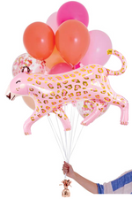 READY TO GO -  Inflated Balloon Bouquet - Pink Shimme + leopard