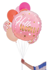 READY TO GO -  Inflated Balloon - Hello World- Pink Shimmer