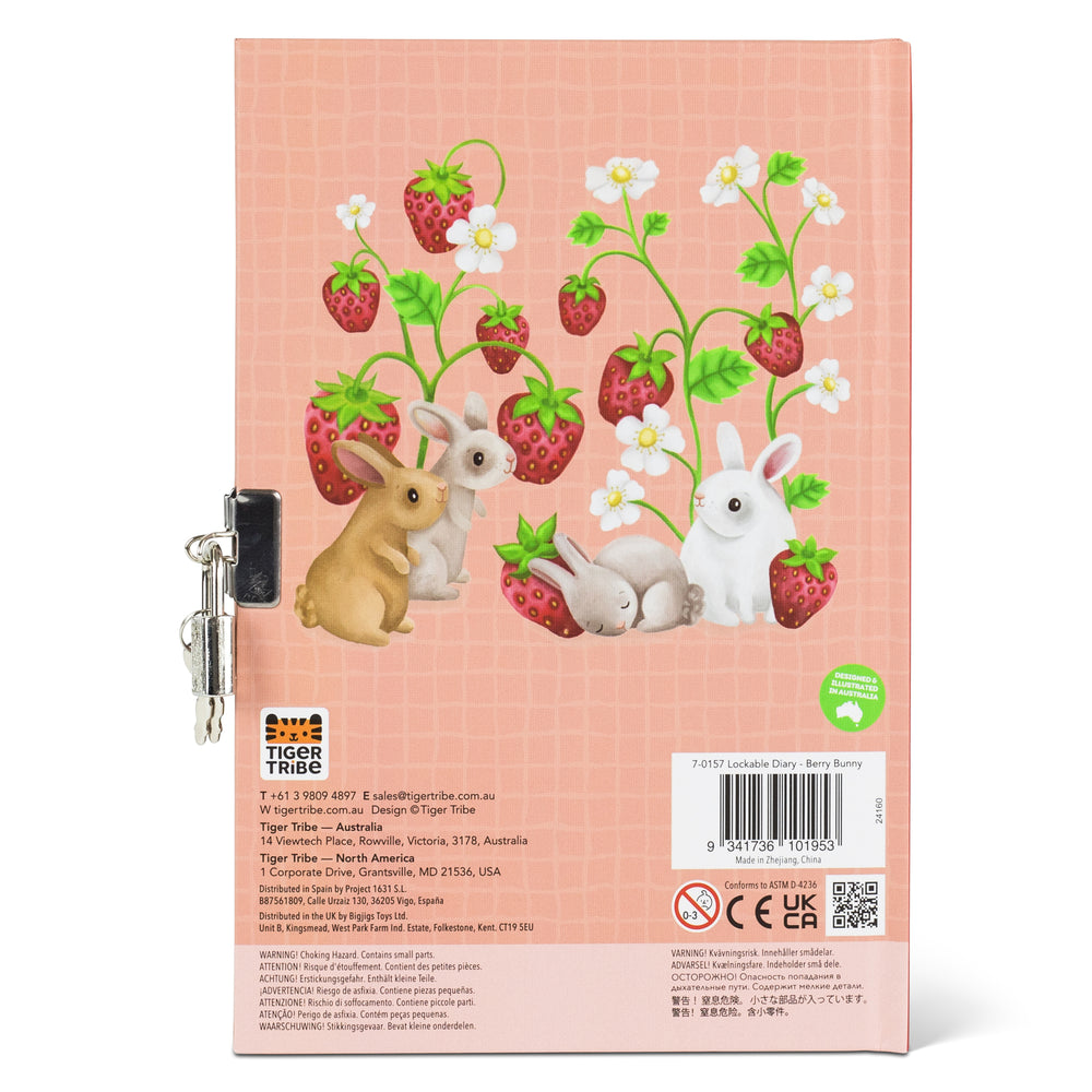 Behind The Trees - Tiger Tribe - Lockable Diary - Berry Bunny - kids birthday present under $15 - lockable diary - journal for kids - 