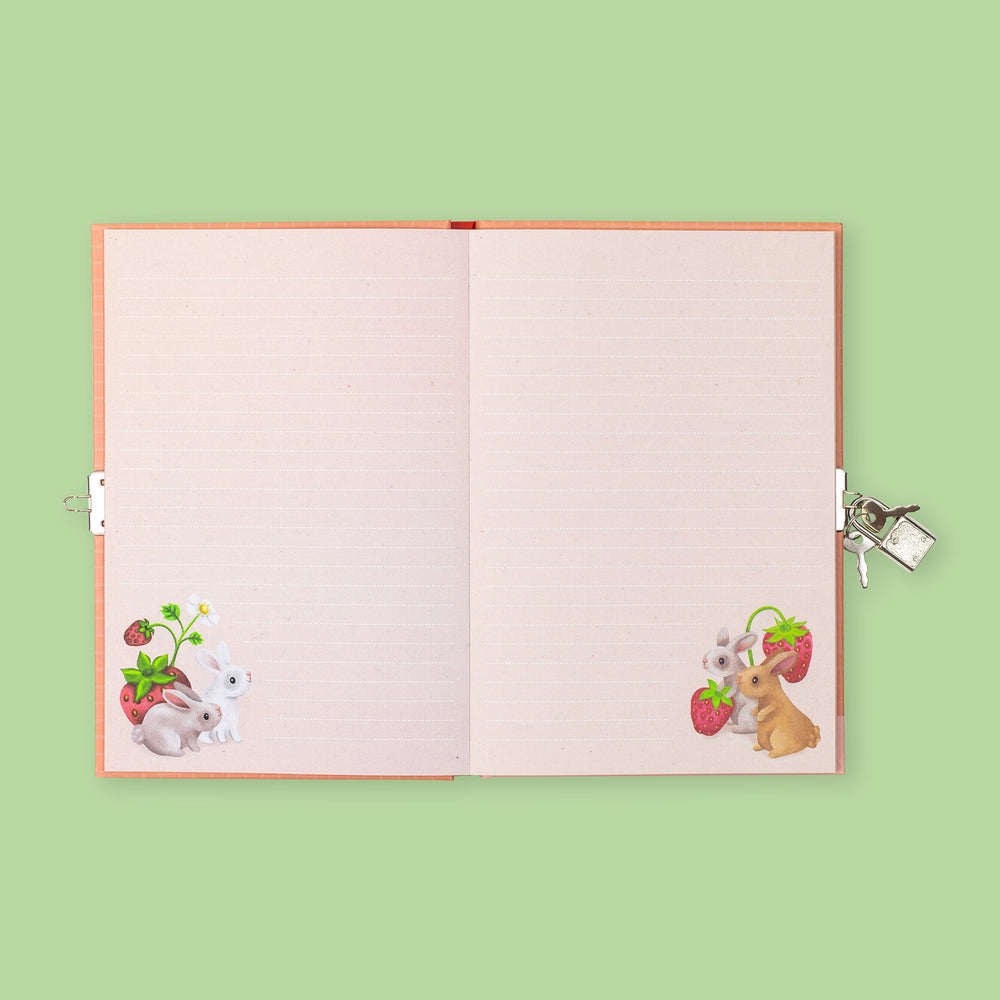 Behind The Trees - Tiger Tribe - Lockable Diary - Berry Bunny - kids birthday present under $15 - lockable diary - journal for kids - 